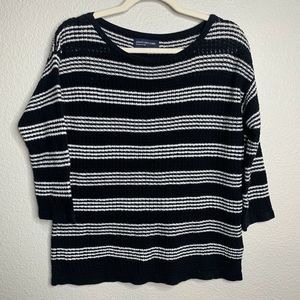 JONES NEW YORK Small Black & White Striped Sweater